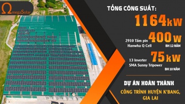 Dự án Điện Năng Lượng Mặt Trời Áp Mái 1164kWp huyện K'Bang - Gia Lai